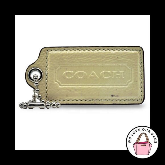 RARE 3.5" XL COACH Yellow Patent Leather Nickel Fob Bag Charm Keychain Hang Tag - Picture 1 of 1